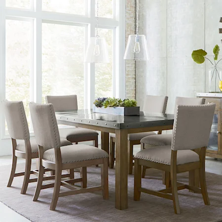 Stainless Steel Top Dining Room Table Set